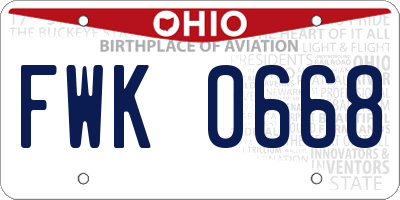 OH license plate FWK0668