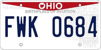 OH license plate FWK0684