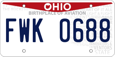 OH license plate FWK0688