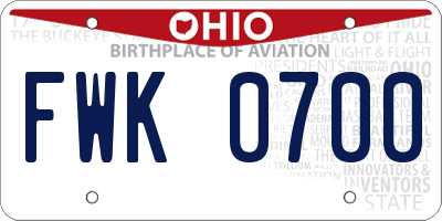 OH license plate FWK0700