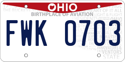 OH license plate FWK0703