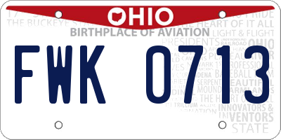 OH license plate FWK0713