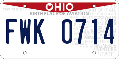 OH license plate FWK0714