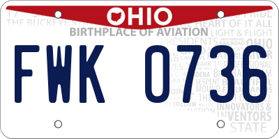 OH license plate FWK0736