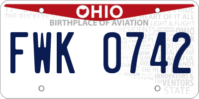 OH license plate FWK0742