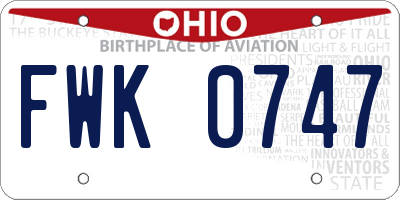 OH license plate FWK0747
