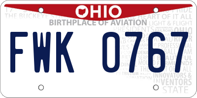OH license plate FWK0767