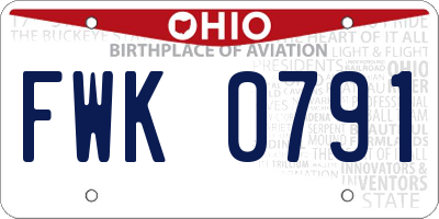 OH license plate FWK0791