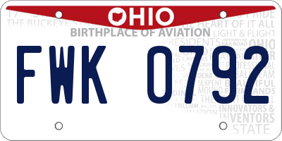 OH license plate FWK0792