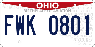 OH license plate FWK0801