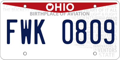 OH license plate FWK0809