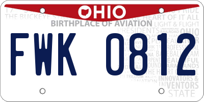 OH license plate FWK0812