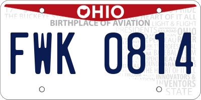 OH license plate FWK0814