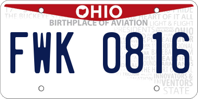 OH license plate FWK0816