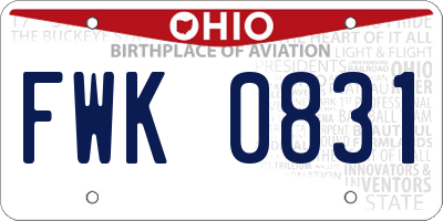 OH license plate FWK0831