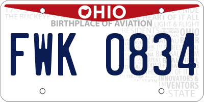 OH license plate FWK0834