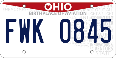OH license plate FWK0845