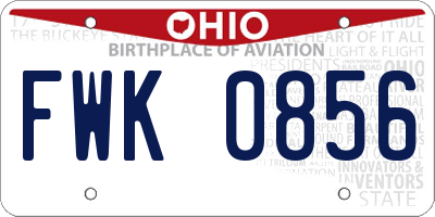 OH license plate FWK0856
