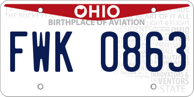 OH license plate FWK0863