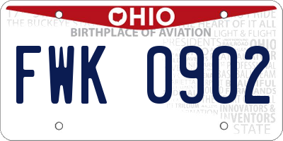 OH license plate FWK0902