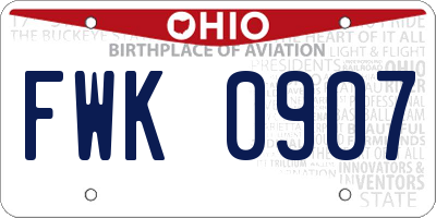 OH license plate FWK0907