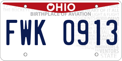 OH license plate FWK0913