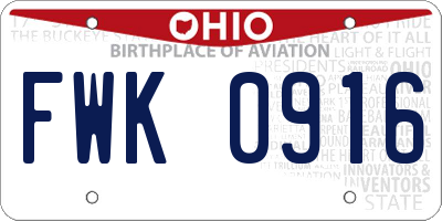 OH license plate FWK0916