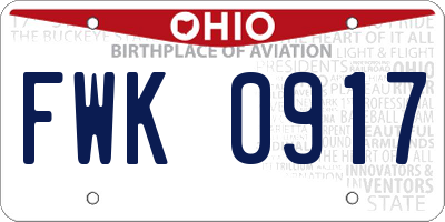 OH license plate FWK0917