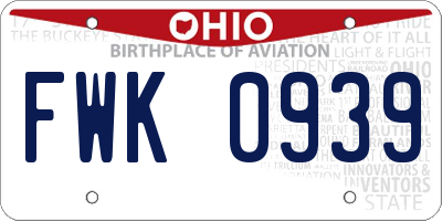 OH license plate FWK0939