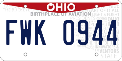 OH license plate FWK0944