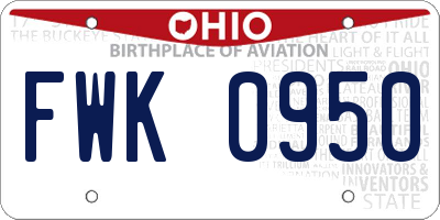 OH license plate FWK0950
