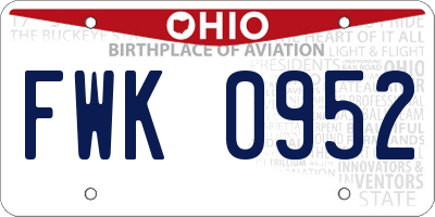 OH license plate FWK0952