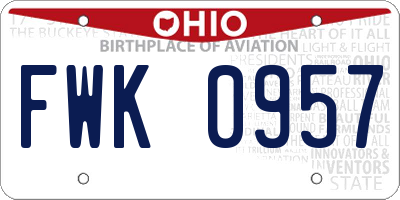 OH license plate FWK0957