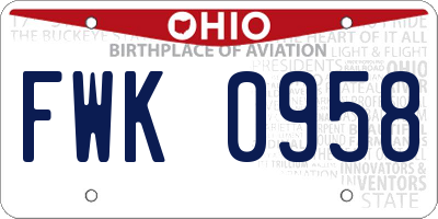 OH license plate FWK0958