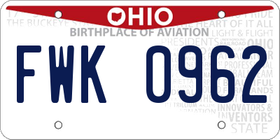 OH license plate FWK0962