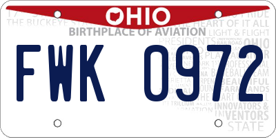 OH license plate FWK0972