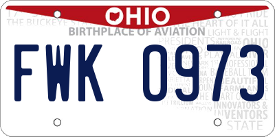 OH license plate FWK0973