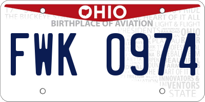 OH license plate FWK0974