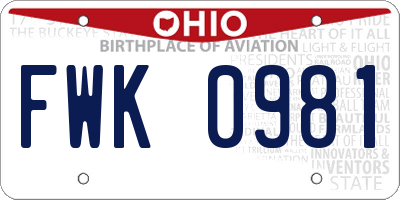 OH license plate FWK0981