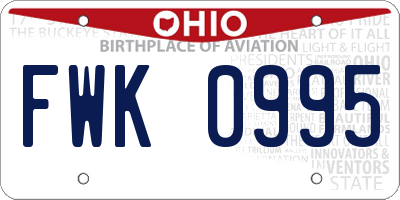 OH license plate FWK0995