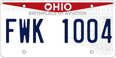 OH license plate FWK1004