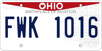 OH license plate FWK1016