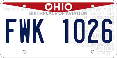 OH license plate FWK1026