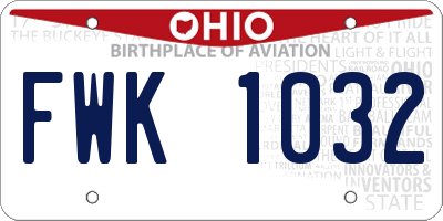 OH license plate FWK1032