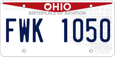 OH license plate FWK1050