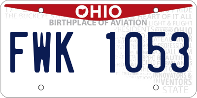 OH license plate FWK1053