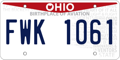 OH license plate FWK1061