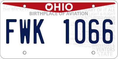 OH license plate FWK1066