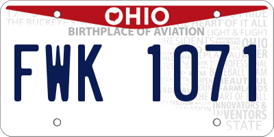 OH license plate FWK1071