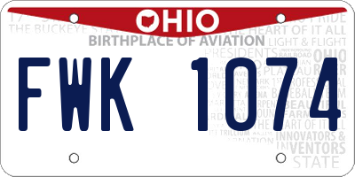 OH license plate FWK1074
